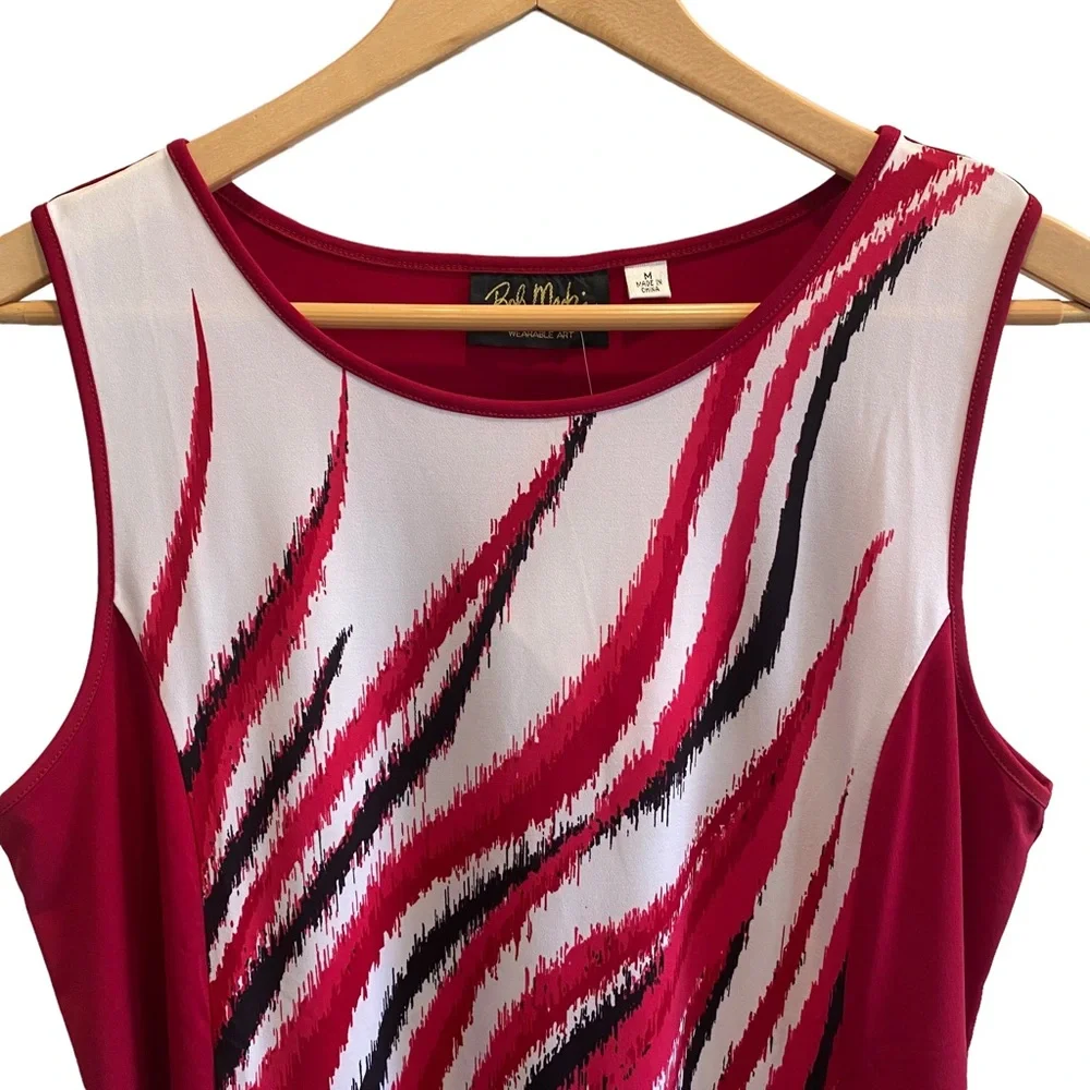 Bob Mackie Wearable Art NWT Red Sleeveless Blouse Medium - Picture 2 of 12